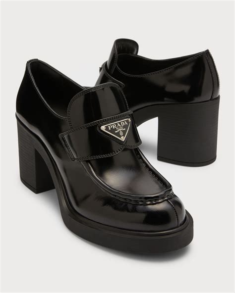 prada loafer chocolate|prada chocolate flow heeled loafers.